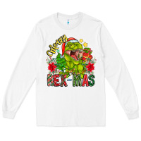 White Merry Rexmas Long Sleeve Tee - CowhideDigitalArt
