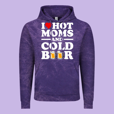 I Love Heart Hot Moms Cold Beer Funny Adult Drinking Joke Vintage Hoodie Designed By Artisfamous