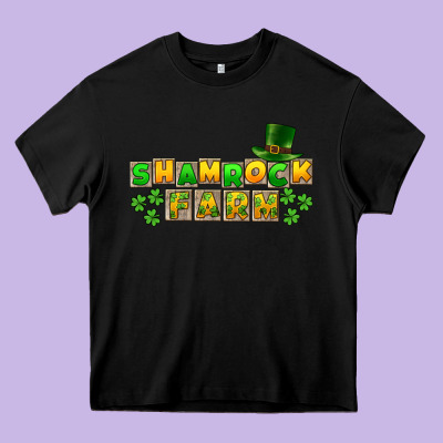 St. Patrick's Shamrock Farm Heavy Core Tee Designed By Cowgirlartshop