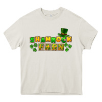 Cream St. Patrick's Shamrock farm Heavy Core Tee - CowGirlArtShop