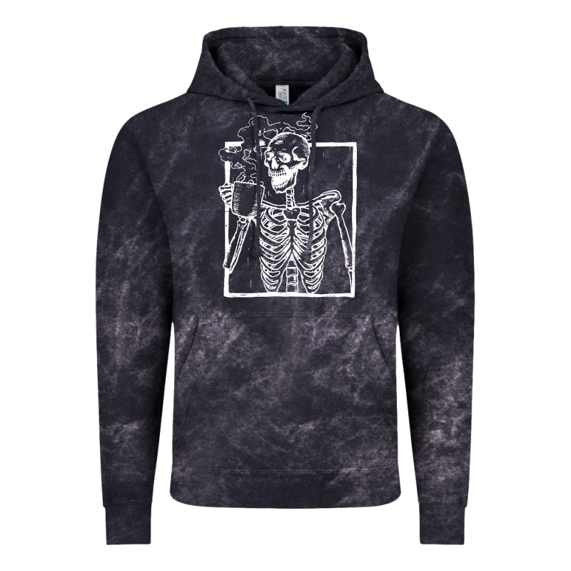 Distressed Skeleton Vintage Smiling Skull Drinking Coffee Vintage Hoodie by artisFamous | Teevron