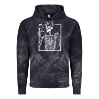 Cloud Black distressed skeleton vintage smiling skull drinking coffee Vintage Hoodie - artisFamous