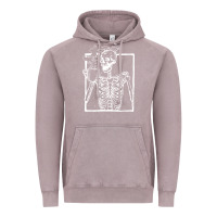 Vintage Zinc distressed skeleton vintage smiling skull drinking coffee Vintage Hoodie - artisFamous