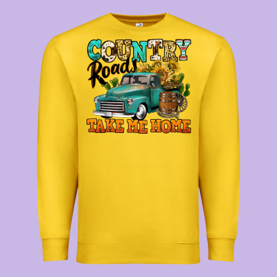 Country Roads Take Me Home Vintage Truck Premium Sweatshirt Designed By Jasminsmagicworld