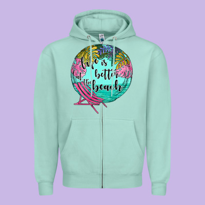 Life Is Better At The Beach Zipper Hoodie Designed By Jahusdesignshop