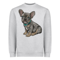 Heather Grey french bulldog Heavyweight Sweatshirt - RanaPortraitStore