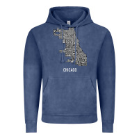 Vintage Denim chicago typography neighborhood map Vintage Hoodie - artisFamous