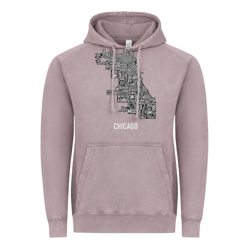 Chicago Typography Neighborhood Map Vintage Hoodie by artisFamous | Teevron