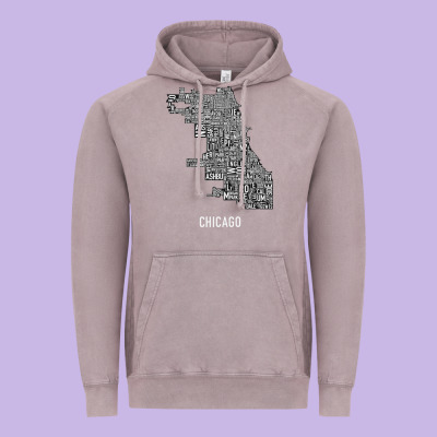 Chicago Typography Neighborhood Map Vintage Hoodie Designed By Artisfamous