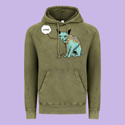 Lying Cat Vintage Hoodie Designed By Artisfamous