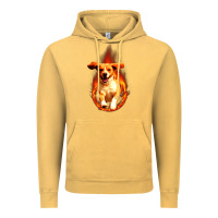 Vintage Mustard Dog In Fire Vintage Hoodie - artisFamous