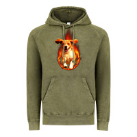 Vintage Olive Dog In Fire Vintage Hoodie - artisFamous