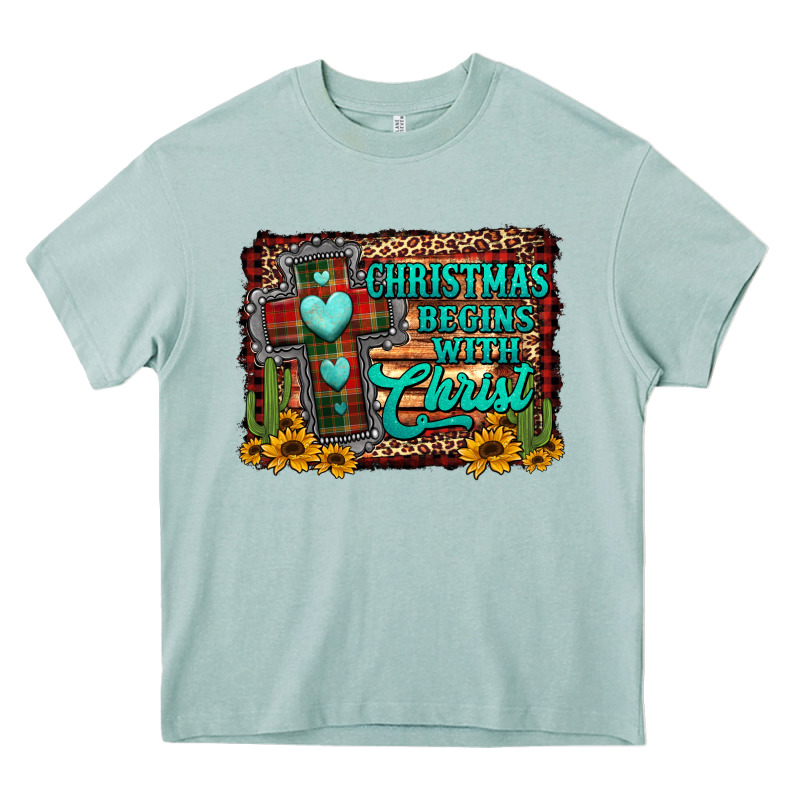 Christmas Begins With Christ Cross Heavy Core Tee by Jasminsmagicworld | Teevron