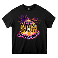 Black Hot mom summer mother' say Heavy Core Tee - HowdyJamesFarm