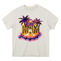 Cream Hot mom summer mother' say Heavy Core Tee - HowdyJamesFarm