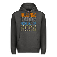 Charcoal Heather husband daddy protector hero Premium Hoodie - Artiststas