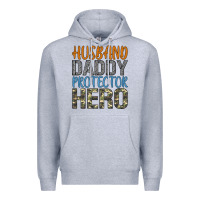Heather Grey husband daddy protector hero Premium Hoodie - Artiststas