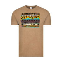 Vintage Coffee sunflower aztec serape cowhide background Vintage Tee - RanaPortraitStore