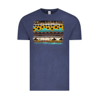 Vintage Denim sunflower aztec serape cowhide background Vintage Tee - RanaPortraitStore