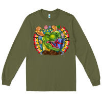 Army Green Merry Rexmas Long Sleeve Tee - CowhideDigitalArt