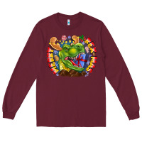Burgundy Merry Rexmas Long Sleeve Tee - CowhideDigitalArt