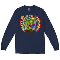 Navy Merry Rexmas Long Sleeve Tee - CowhideDigitalArt