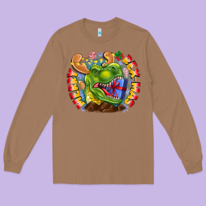 Merry Rexmas Long Sleeve Tee Designed By Cowhidedigitalart
