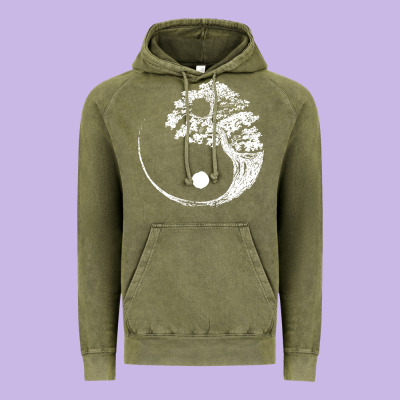 Yin Yang Bonsai Tree Vintage Hoodie Designed By Artisfamous