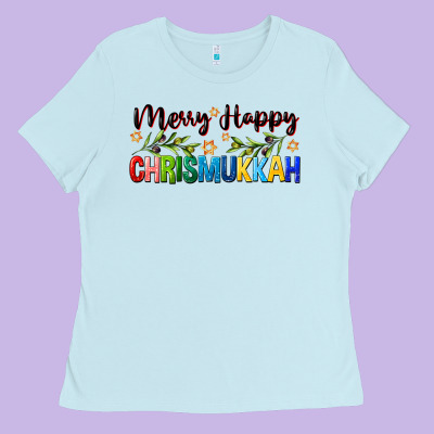 Merry Happy Chrismukkah With Olive Branch Ladies Tee Designed By Fadigitalartstudio