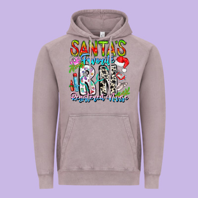 Santa's Favorite Rn Registered Nurse Vintage Hoodie Designed By Cowhidedigitalart