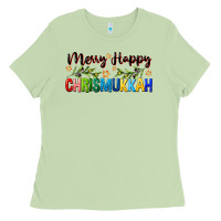 Matcha merry happy chrismukkah with olive branch Ladies Tee - FaDigitalArtStudio