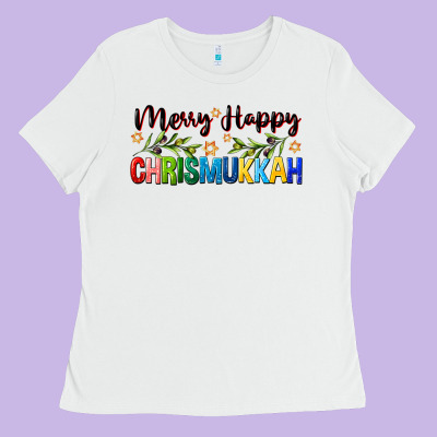 Merry Happy Chrismukkah With Olive Branch Ladies Tee Designed By Fadigitalartstudio