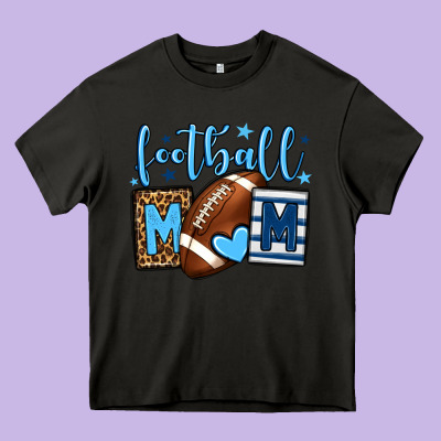 Football Mom Blue Team Color  Mother's Day Heavy Core Tee Designed By Howdyjamesfarm