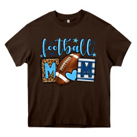 Chocolate Brown Football mom blue team color  mother's day Heavy Core Tee - HowdyJamesFarm