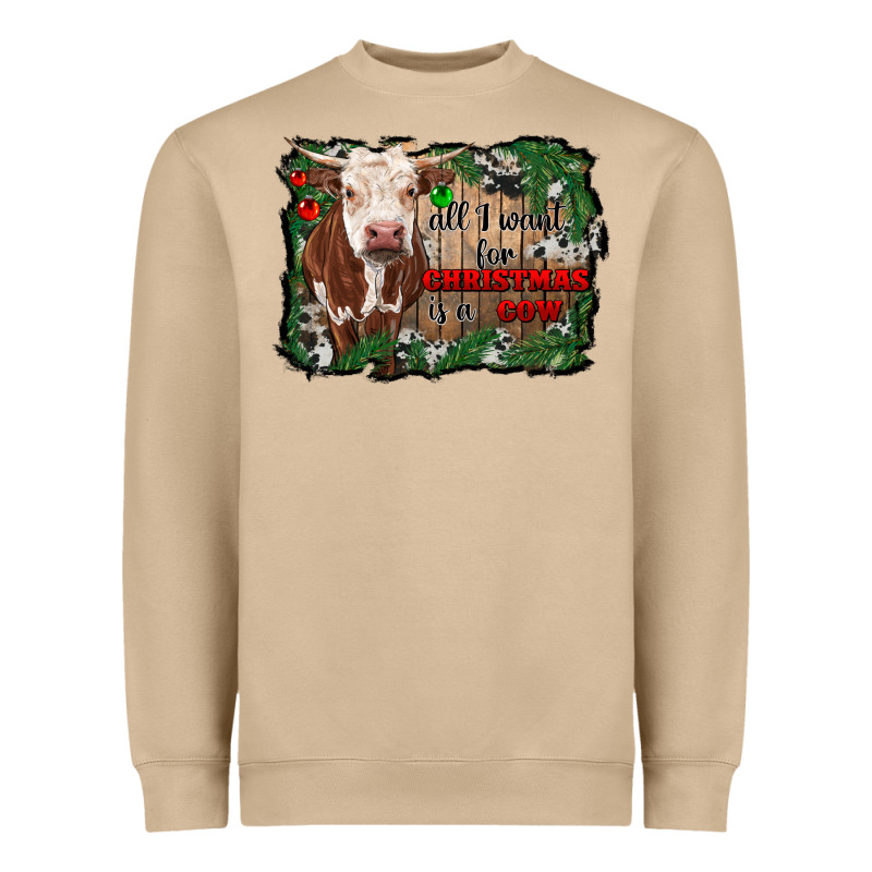 All I Want For Christmas Is A Cow Cowhide Heavyweight Sweatshirt by RanaPortraitStore | Teevron