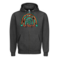 Charcoal Heather be kind western turquoise rainbow Zipper Hoodie - JahusDesignShop