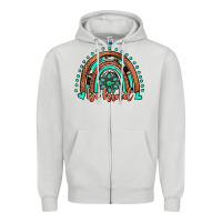 Dove Grey be kind western turquoise rainbow Zipper Hoodie - JahusDesignShop