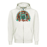 Oatmeal Heather be kind western turquoise rainbow Zipper Hoodie - JahusDesignShop