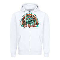 White be kind western turquoise rainbow Zipper Hoodie - JahusDesignShop
