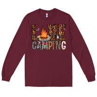 Burgundy Love Camping Long Sleeve Tee - CowhideDigitalArt