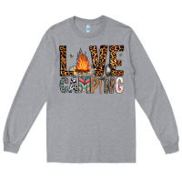 Heather Grey Love Camping Long Sleeve Tee - CowhideDigitalArt