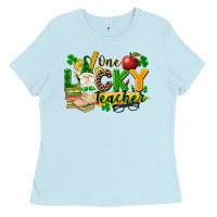 Baby Blue one lucky teacher Ladies Tee - FaDigitalArtStudio