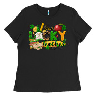 Black one lucky teacher Ladies Tee - FaDigitalArtStudio