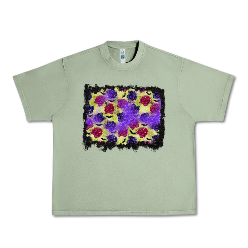 Halloween Bat And Roses Background Urban Heavy Tee by BundleAndBundleShop | Teevron