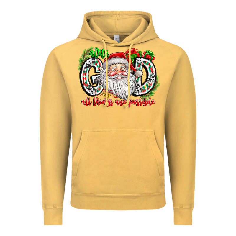 With God All Things Are Possible Santa Vintage Hoodie by CowhideDigitalArt | Teevron