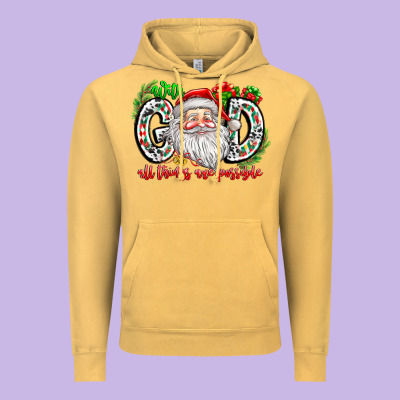With God All Things Are Possible Santa Vintage Hoodie Designed By Cowhidedigitalart
