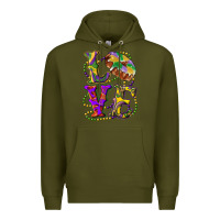 Army Green mardi gras love with king cake Premium Hoodie - RanaPortraitStore