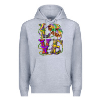 Heather Grey mardi gras love with king cake Premium Hoodie - RanaPortraitStore