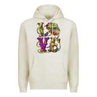 Oatmeal Heather mardi gras love with king cake Premium Hoodie - RanaPortraitStore