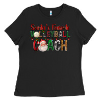 Black Santa's Favorite Volleyball Coach For Christmas Ladies Tee - FaDigitalArtStudio